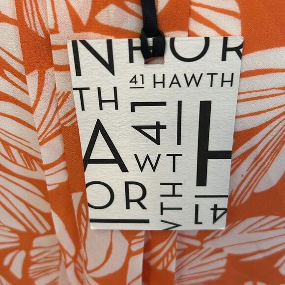 41 Hawthorn orange white leaf pattern sleeveless blouse Size S New - Picture 5 of 10
